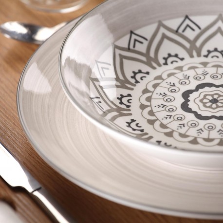18-PIECE GREY MOSAIC DINNER SET
