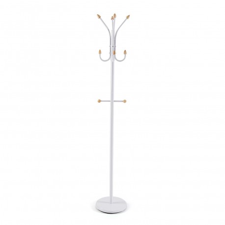 WHITE COAT STAND WITH WOOD TIPS