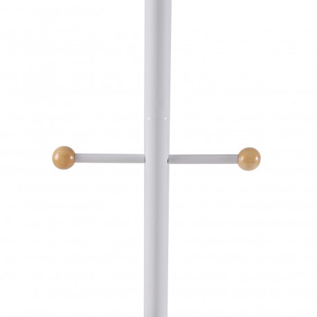 WHITE COAT STAND WITH WOOD TIPS