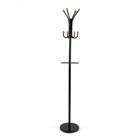 BLACK COAT STAND WITH WOOD TIPS