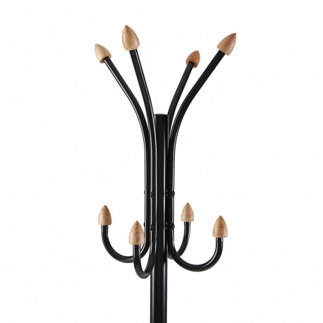 BLACK COAT STAND WITH WOOD TIPS