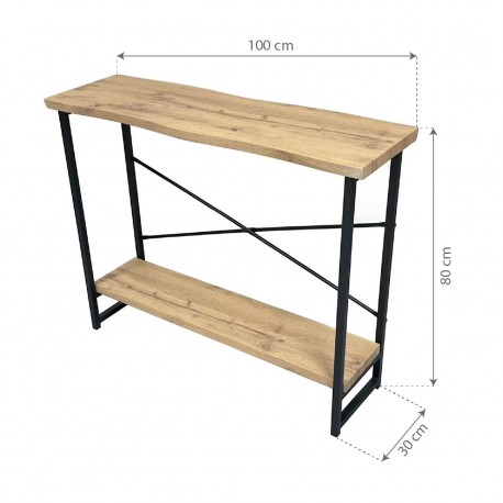 WOOD AND METAL CONSOLE TABLE