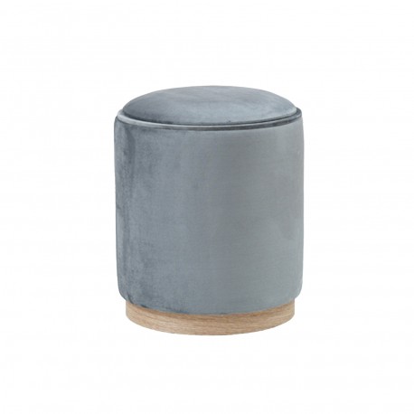 GREY VELVET PUFF WITH STORAGE AND TRAY