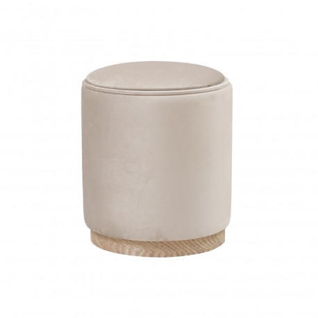 BEIGE VELVET PUFF WITH STORAGE AND TRAY