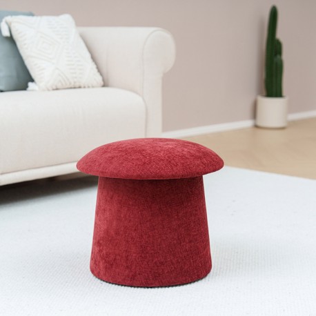 RED PUFF WITH STORAGE