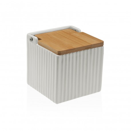 WHITE STRIPED SQUARE SALT BOWL