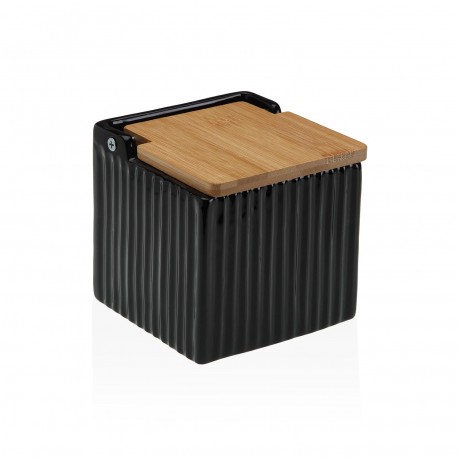 BLACK STRIPED SQUARE SALT BOWL
