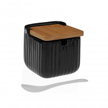 BLACK STRIPED SUGAR BOWL