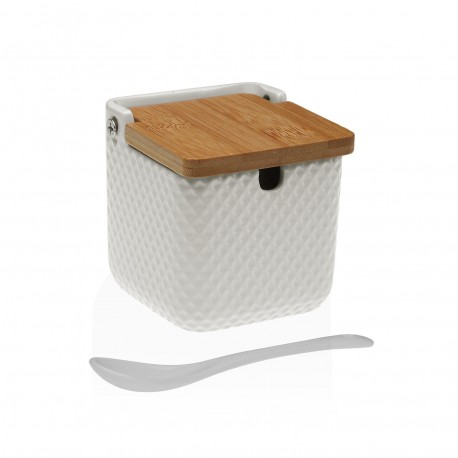 WHITE HONEYCOMB SUGAR BOWL