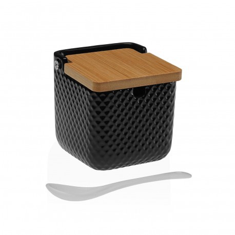 BLACK HONEYCOMB SUGAR BOWL