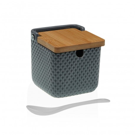 GREY HONEYCOMB SUGAR BOWL