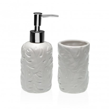 2 PCS BATHROOM SET WHITE LEAVES