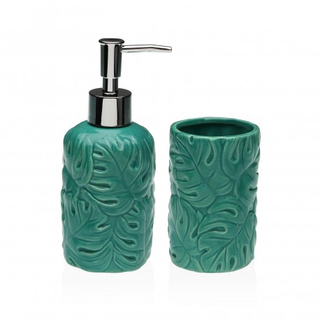2 PCS BATHROOM SET GREEN LEAVES