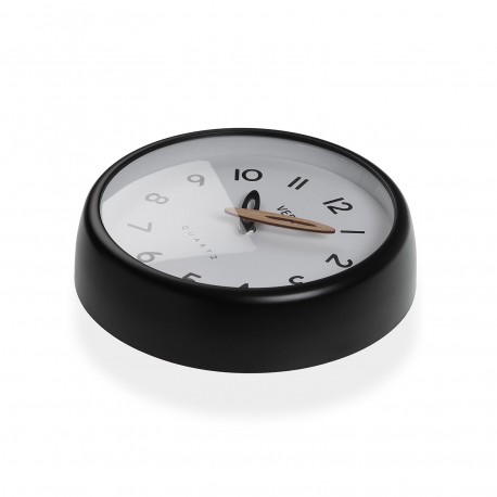 WHITE WALL CLOCK BLACK FRAME 24.4CM