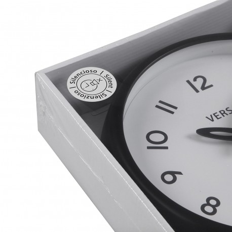 WHITE WALL CLOCK BLACK FRAME 24.4CM
