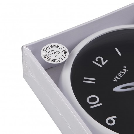 BLACK WALL CLOCK WHITE FRAME 24.4CM