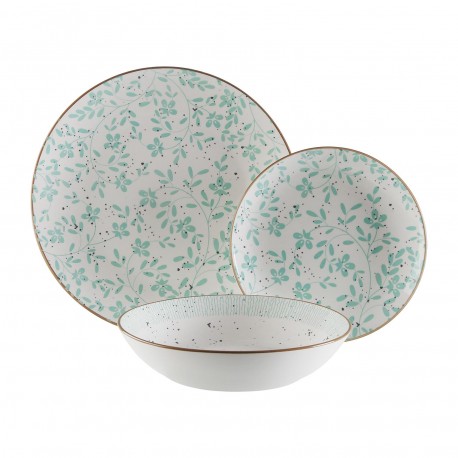 18-PIECE TURQUOISE FLOWERS DINNER SET