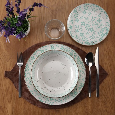 18-PIECE TURQUOISE FLOWERS DINNER SET