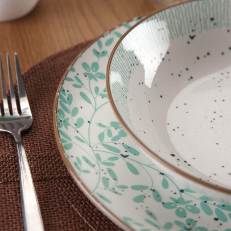 18-PIECE TURQUOISE FLOWERS DINNER SET