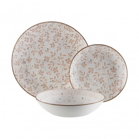 18-PIECE BEIGE FLOWERS DINNER SET