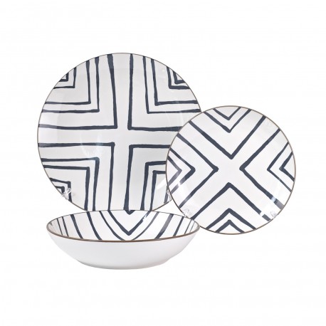18-PIECE GREY ZEN DINNERWARE