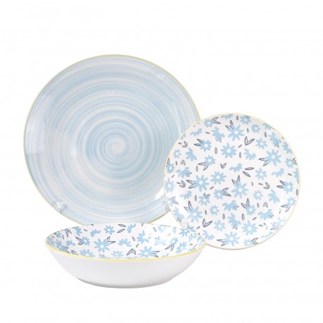 18-PIECE BLUE BREEZE DINNERWARE