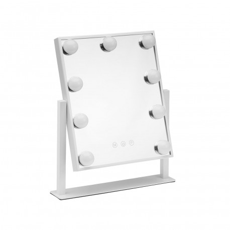 RECTANGULAR MIRROR WITH 9 LED LIGHTS & STAND