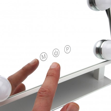RECTANGULAR MIRROR WITH 9 LED LIGHTS & STAND