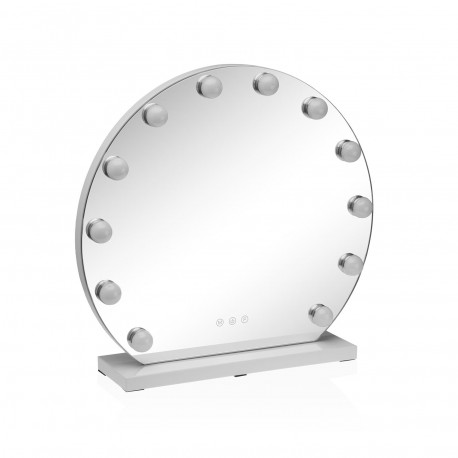 ROUND MIRROR WITH 12 LED LIGHTS & STAND