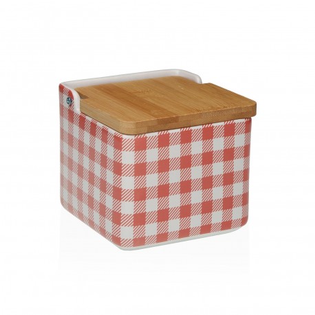 VICHY ROUGE BAMBOO LID SALT BOWL