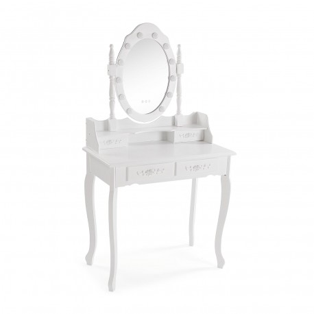 WHITE VANITY WITH STOOL & CHARM LED LIGHTS