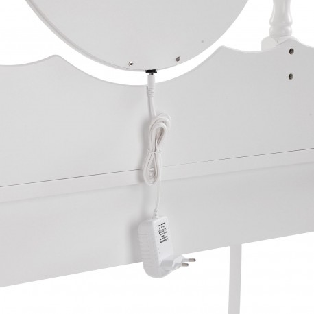 WHITE VANITY WITH STOOL & CHARM LED LIGHTS