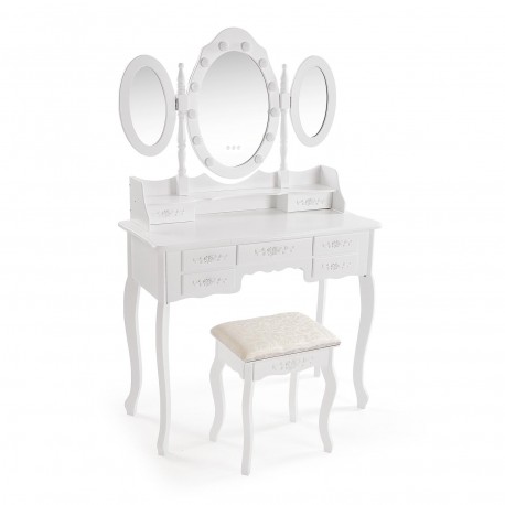 WHITE VANITY WITH STOOL & GLOW LED LIGHTS