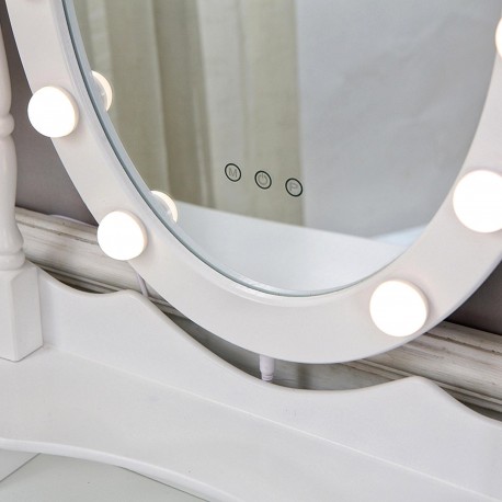 WHITE VANITY WITH STOOL & GLOW LED LIGHTS