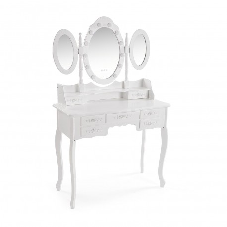 WHITE VANITY WITH STOOL & GLOW LED LIGHTS