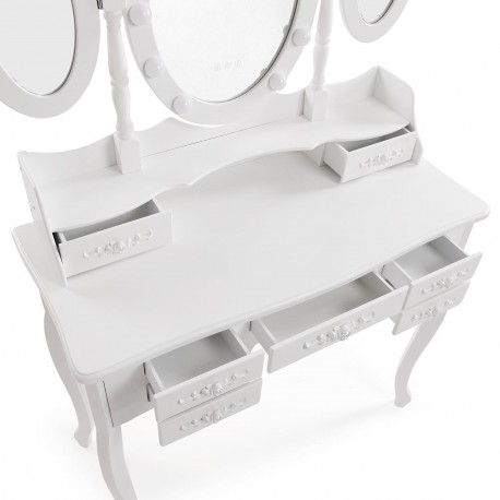 WHITE VANITY WITH STOOL & GLOW LED LIGHTS