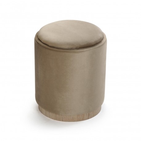 BEIGE VELVET PUFF WITH STORAGE AND TRAY