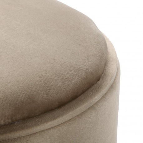 BEIGE VELVET PUFF WITH STORAGE AND TRAY