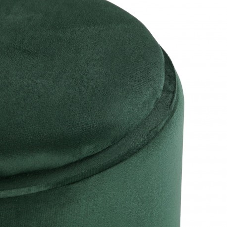 GREEN VELVET PUFF WITH STORAGE AND TRAY