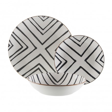 18-PIECE GREY ZEN DINNERWARE