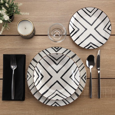 18-PIECE GREY ZEN DINNERWARE