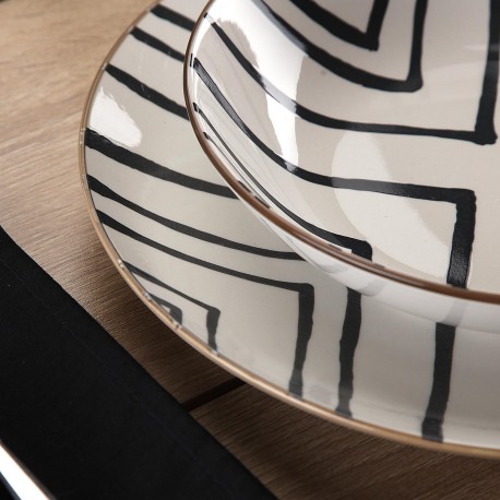 18-PIECE GREY ZEN DINNERWARE