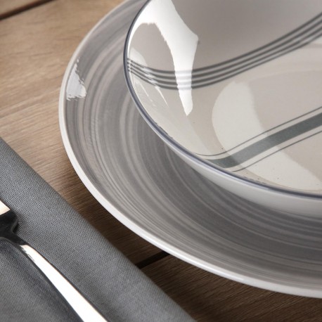 18-PIECE GREY VORTEX DINNERWARE