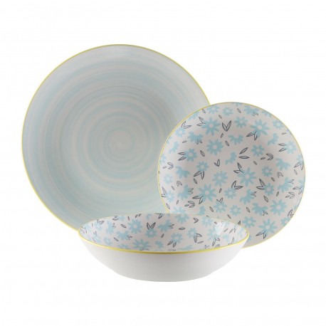18-PIECE BLUE BREEZE DINNERWARE