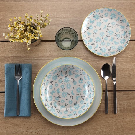 18-PIECE BLUE BREEZE DINNERWARE