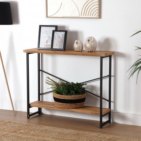 WOOD AND METAL CONSOLE TABLE