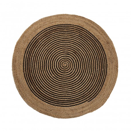 BLACK JUTE RUG WITH CIRCLES