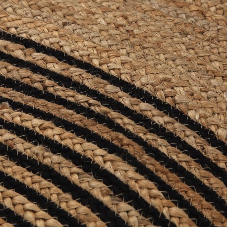 BLACK JUTE RUG WITH CIRCLES