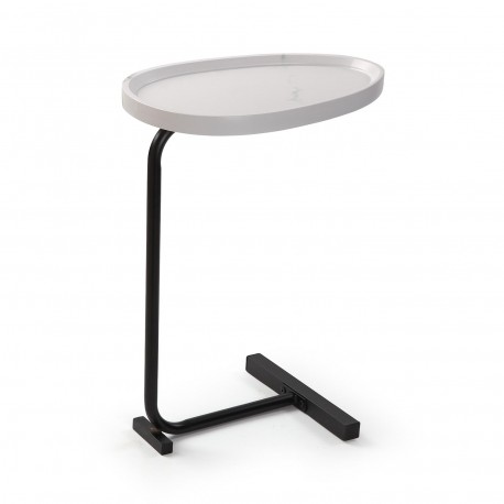 WHITE MARBLE EFFECT SIDE TABLE NELA