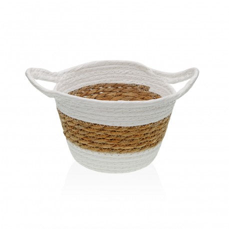WHITE ROUND BASKET WITH HANDLES